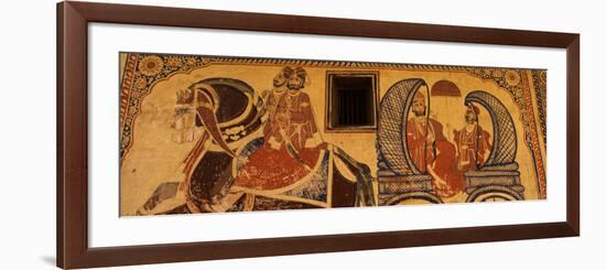 Mural on a Wall, Thakur Nawal Singh Haveli, Nawalgarh, Shekhawati, Rajasthan, India-null-Framed Photographic Print