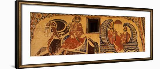 Mural on a Wall, Thakur Nawal Singh Haveli, Nawalgarh, Shekhawati, Rajasthan, India-null-Framed Photographic Print