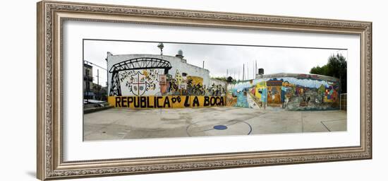 Mural Painted at Basketball Court, La Boca, Buenos Aires, Argentina-null-Framed Photographic Print