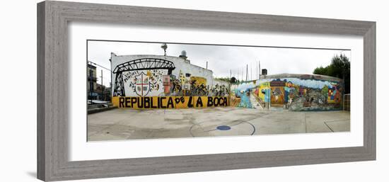 Mural Painted at Basketball Court, La Boca, Buenos Aires, Argentina-null-Framed Photographic Print