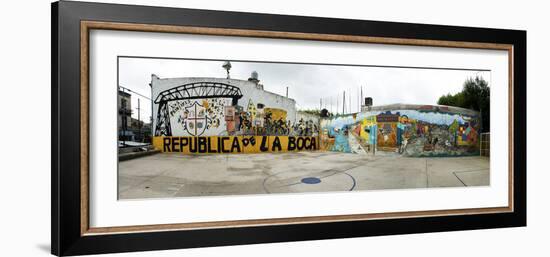 Mural Painted at Basketball Court, La Boca, Buenos Aires, Argentina-null-Framed Photographic Print