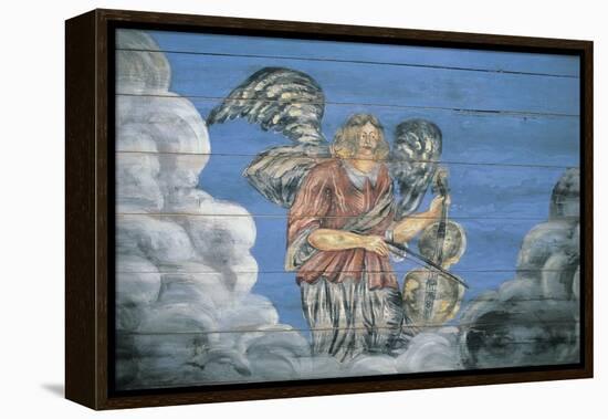 Mural Painted on a Wooden Wall, Ethnographic Open-Air Museum, Riga, Latvia-null-Framed Premier Image Canvas