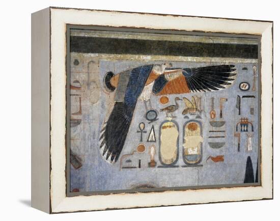 Mural Paintings of Vulture Goddess Nekhbet Grasping Amulet in Claws for Protection-null-Framed Premier Image Canvas