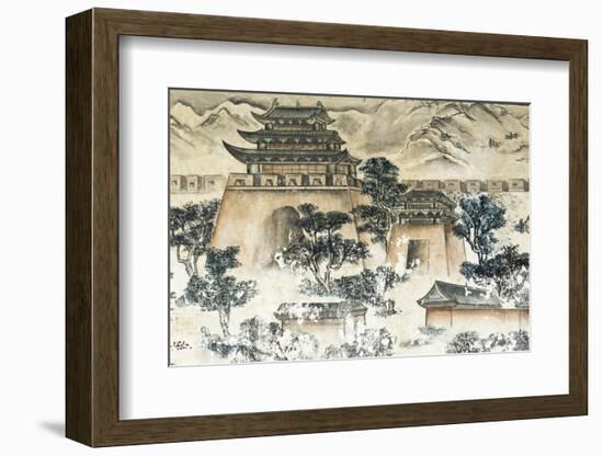 Mural telling the story of Journey to the West, Gansu Province, China-Keren Su-Framed Photographic Print