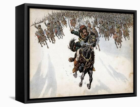 Murat at the Head of the Cavalry in Battle of Eylau-Jacques de Breville-Framed Stretched Canvas