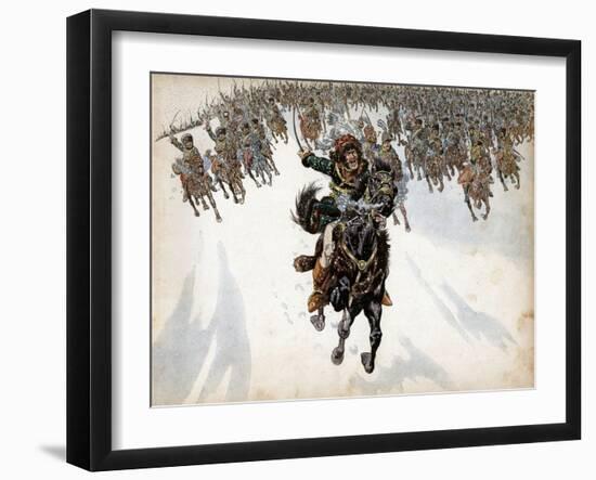 Murat at the Head of the Cavalry in Battle of Eylau-Jacques de Breville-Framed Art Print