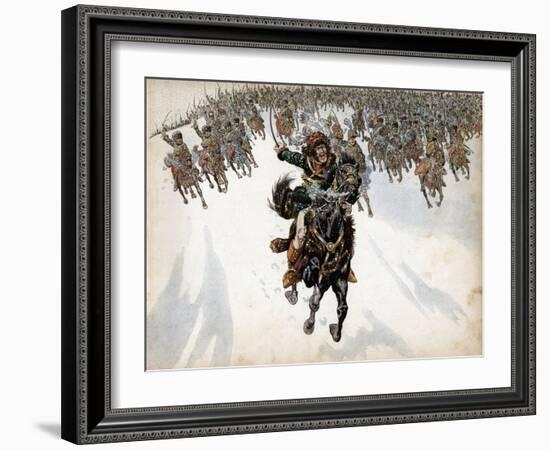 Murat at the Head of the Cavalry in Battle of Eylau-Jacques de Breville-Framed Art Print