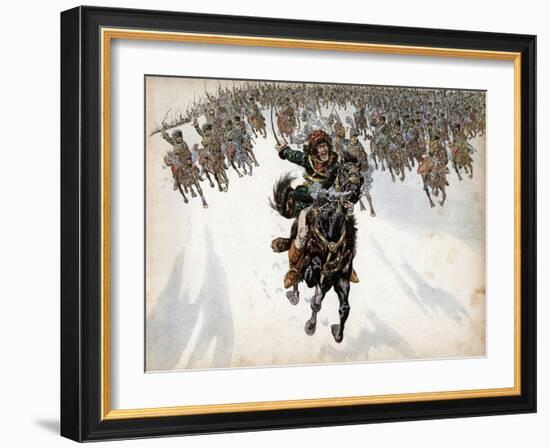 Murat at the Head of the Cavalry in Battle of Eylau-Jacques de Breville-Framed Art Print