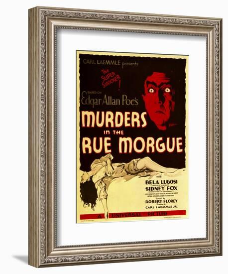 Murders in the Rue Morgue, Bela Lugosi on Window Card, 1932-null-Framed Art Print