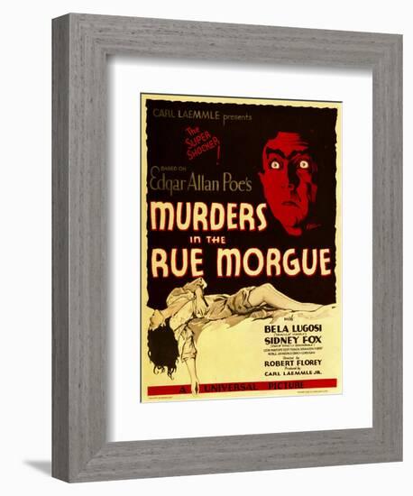 Murders in the Rue Morgue, Bela Lugosi on Window Card, 1932-null-Framed Art Print