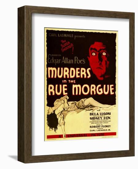 Murders in the Rue Morgue, Bela Lugosi on Window Card, 1932-null-Framed Art Print