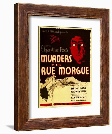 Murders in the Rue Morgue, Bela Lugosi on Window Card, 1932-null-Framed Art Print