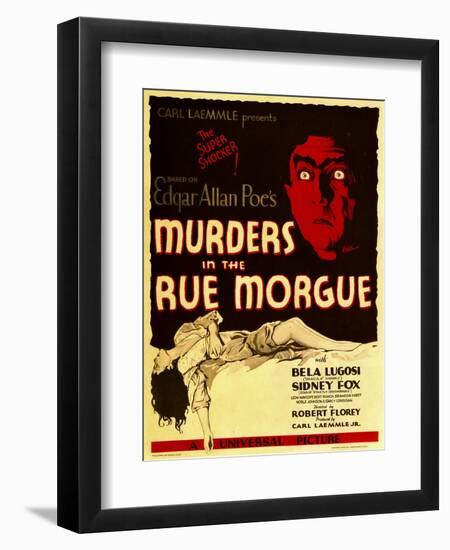 Murders in the Rue Morgue, Bela Lugosi on Window Card, 1932-null-Framed Art Print