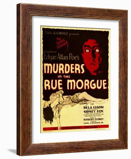 Murders in the Rue Morgue, Bela Lugosi on Window Card, 1932-null-Framed Art Print