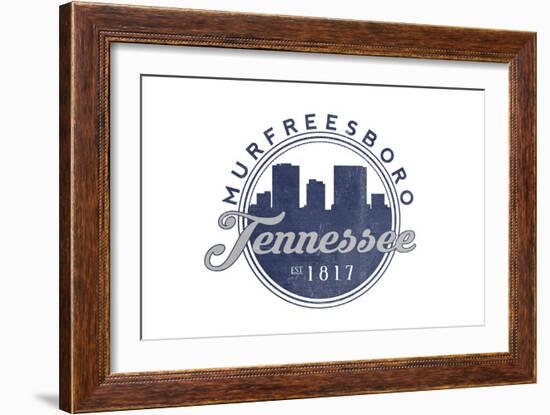 Murfreesboro, Tennessee - Skyline Seal (Blue)-Lantern Press-Framed Art Print