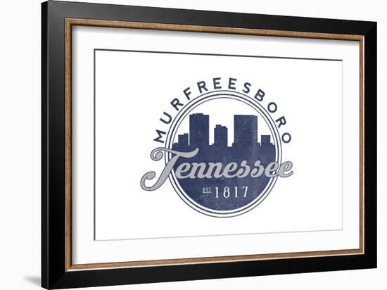 Murfreesboro, Tennessee - Skyline Seal (Blue)-Lantern Press-Framed Art Print