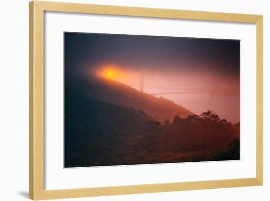 Murky Gold, Golden Gate, Sun and Fog, San Francisco-null-Framed Photographic Print