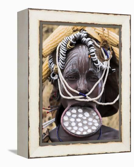 Mursi Lady with Lip Plate, South Omo Valley, Ethiopia, Africa-Jane Sweeney-Framed Premier Image Canvas