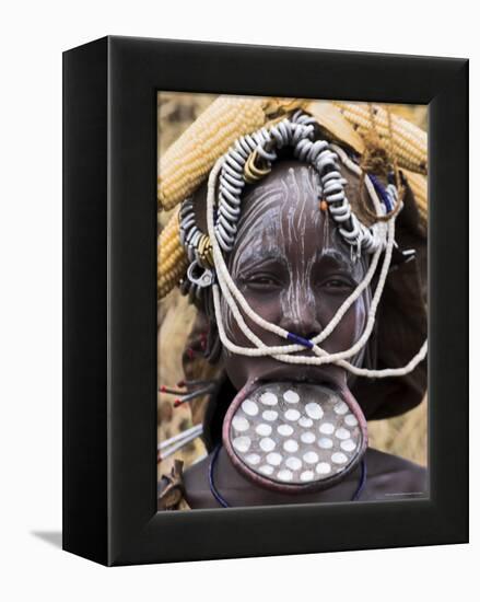 Mursi Lady with Lip Plate, South Omo Valley, Ethiopia, Africa-Jane Sweeney-Framed Premier Image Canvas