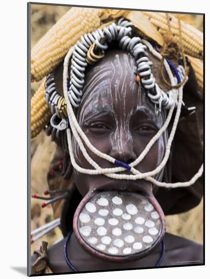 Mursi Lady with Lip Plate, South Omo Valley, Ethiopia, Africa-Jane Sweeney-Mounted Photographic Print