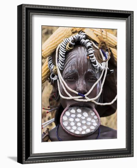 Mursi Lady with Lip Plate, South Omo Valley, Ethiopia, Africa-Jane Sweeney-Framed Photographic Print