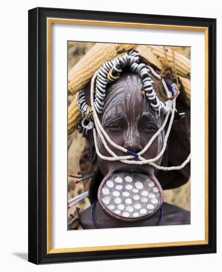 Mursi Lady with Lip Plate, South Omo Valley, Ethiopia, Africa-Jane Sweeney-Framed Photographic Print