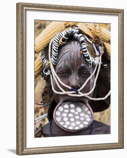 Mursi Lady with Lip Plate, South Omo Valley, Ethiopia, Africa-Jane Sweeney-Framed Photographic Print