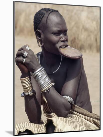 Mursi Woman Wearing a Large Clay Lip Plate, Omo Delta, Ethiopia-Nigel Pavitt-Mounted Photographic Print