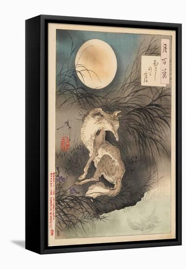 Musashi Plain Moon, 1891-92 (Nishiki-E Woodblock Print, with Bokashi)-Tsukioka Yoshitoshi-Framed Premier Image Canvas