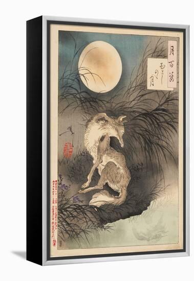 Musashi Plain Moon, 1891-92 (Nishiki-E Woodblock Print, with Bokashi)-Tsukioka Yoshitoshi-Framed Premier Image Canvas