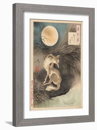 Musashi Plain Moon, 1891-92 (Nishiki-E Woodblock Print, with Bokashi)-Tsukioka Yoshitoshi-Framed Giclee Print