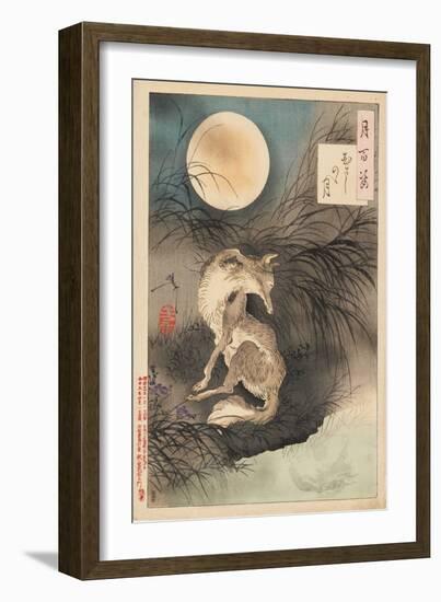 Musashi Plain Moon, 1891-92 (Nishiki-E Woodblock Print, with Bokashi)-Tsukioka Yoshitoshi-Framed Giclee Print