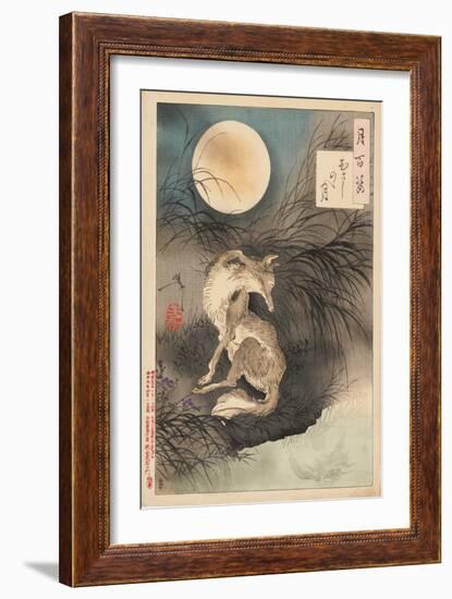 Musashi Plain Moon, 1891-92 (Nishiki-E Woodblock Print, with Bokashi)-Tsukioka Yoshitoshi-Framed Giclee Print