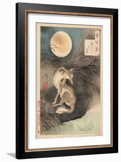 Musashi Plain Moon, 1891-92 (Nishiki-E Woodblock Print, with Bokashi)-Tsukioka Yoshitoshi-Framed Giclee Print