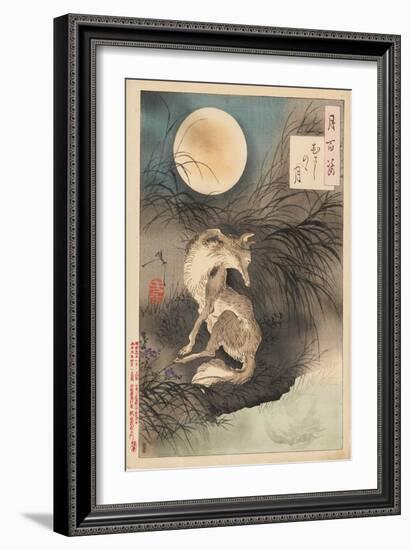 Musashi Plain Moon, 1891-92 (Nishiki-E Woodblock Print, with Bokashi)-Tsukioka Yoshitoshi-Framed Giclee Print