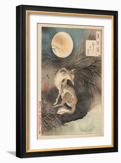 Musashi Plain Moon, 1891-92 (Nishiki-E Woodblock Print, with Bokashi)-Tsukioka Yoshitoshi-Framed Giclee Print