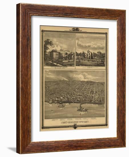 Muscatine, Iowa - Panoramic Map-Lantern Press-Framed Art Print