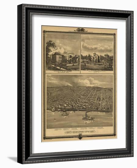 Muscatine, Iowa - Panoramic Map-Lantern Press-Framed Art Print