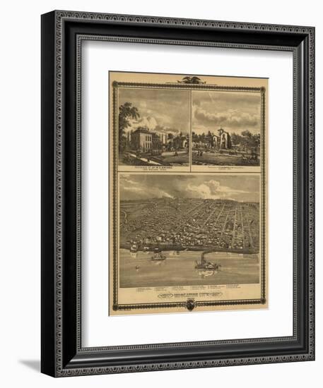 Muscatine, Iowa - Panoramic Map-Lantern Press-Framed Art Print