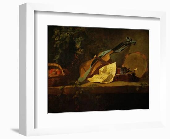 Muscial Instruments and a Basket with Fruit-Jean-Baptiste Simeon Chardin-Framed Giclee Print