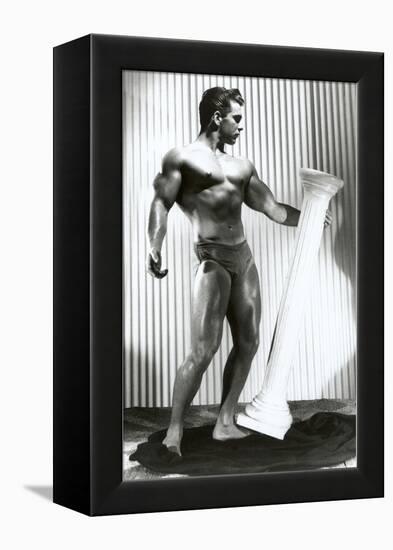 Muscle Man Dancing with Pillar-null-Framed Stretched Canvas