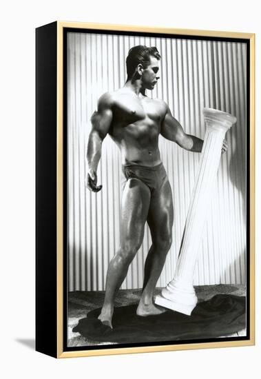 Muscle Man Dancing with Pillar-null-Framed Stretched Canvas