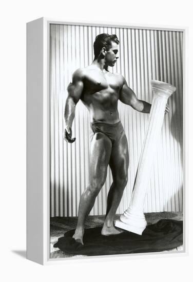 Muscle Man Dancing with Pillar-null-Framed Stretched Canvas