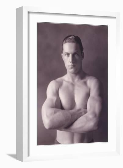 Muscle Man with Arms Crossed-null-Framed Art Print