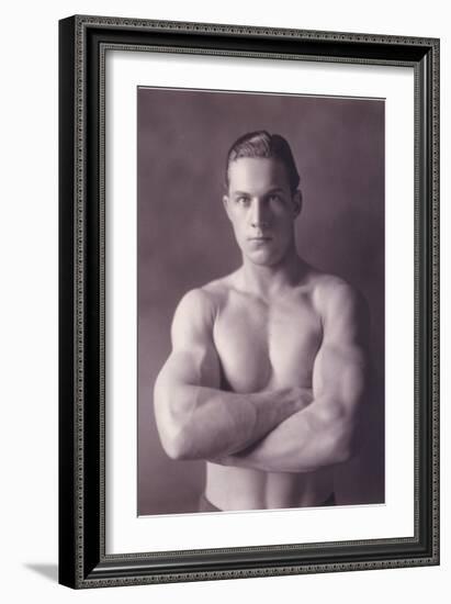 Muscle Man with Arms Crossed-null-Framed Art Print