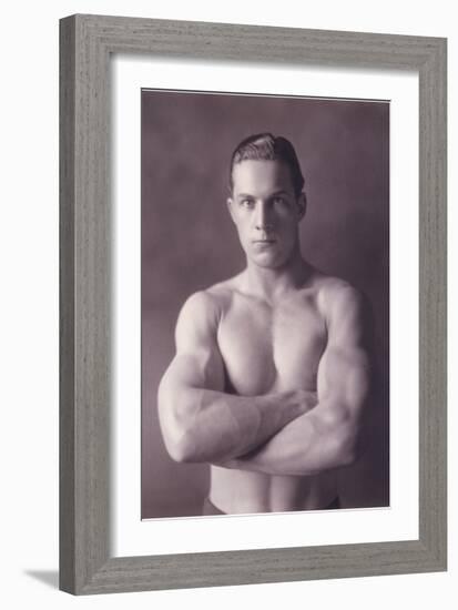 Muscle Man with Arms Crossed-null-Framed Premium Giclee Print