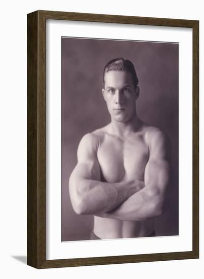 Muscle Man with Arms Crossed-null-Framed Premium Giclee Print