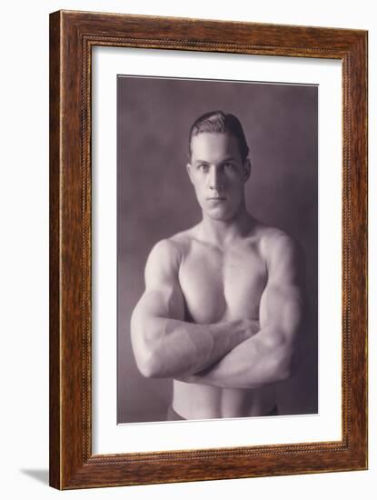 Muscle Man with Arms Crossed-null-Framed Premium Giclee Print