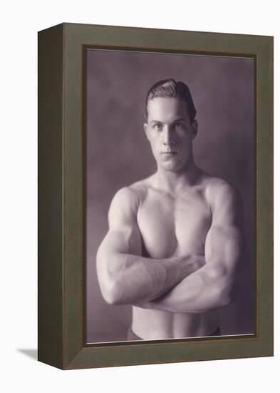 Muscle Man with Arms Crossed-null-Framed Stretched Canvas