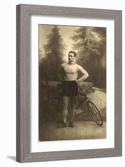 Muscular Man with Bicycle-null-Framed Art Print